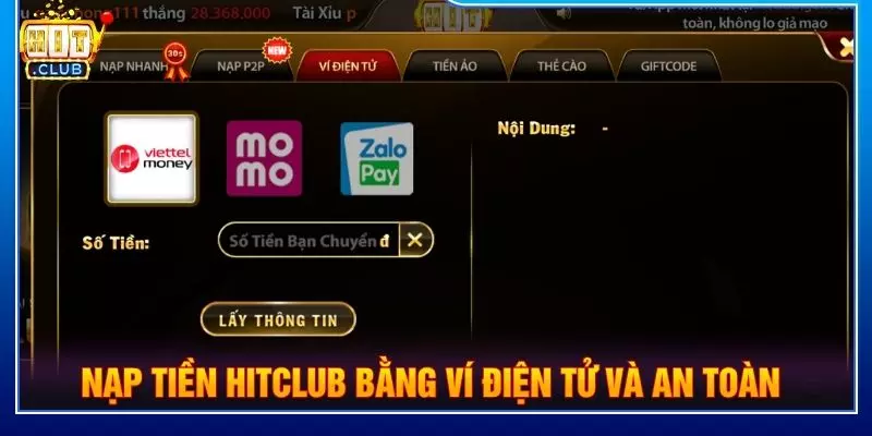Nạp tiền Hitclub bằng ví điện tử và an toàn